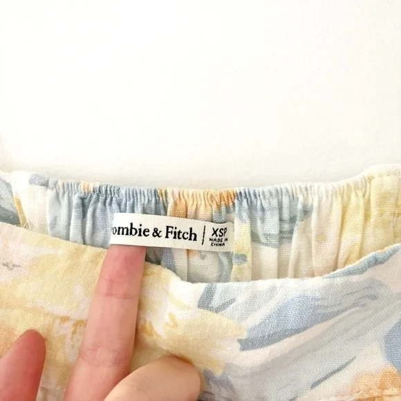 Abercrombie & Fitch  Floral Tiered Maxi Dress Linen XS Petite - Picture 9 of 10